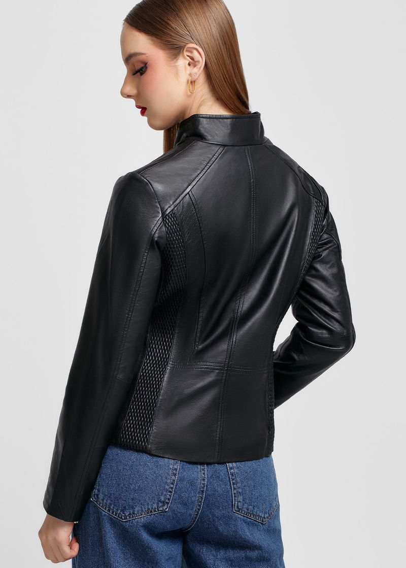 CASACA DE CUERO CON DIFERENTES TEXTURAS