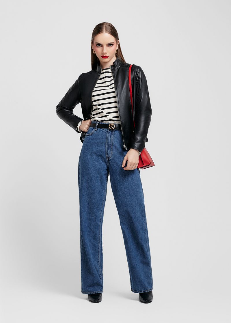 CASACA DE CUERO CON DIFERENTES TEXTURAS