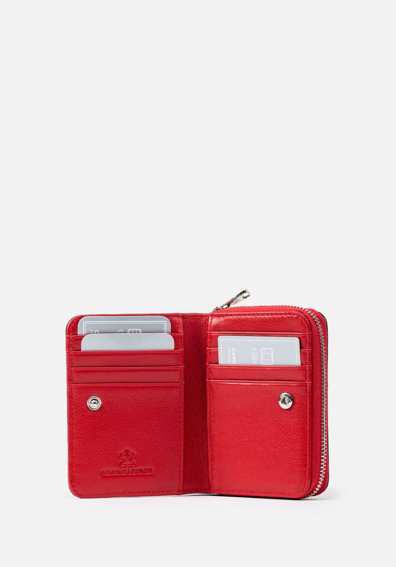 MONEDERO CON TARJETERO EN CUERO GRABADO